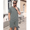 image:imageEkouaer Mens Pajamas Sets Shorts Soft Short Sleeve Pjs  Round Neck Summer Sleepwear Soft Casual Sleep Nightwear Lounge Sets Pants with Pockets SXXLSage Green