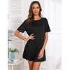 image:imageEkouaer Nightgowns for Women 3 Pack Sleep Shirts Short Sleeve Nightshirt Pullover Nightdress Soft Sleepwear  Pullover Crew Neck Moo Moos Plus Size Print Night Shirt Casual Tshirt Night Dress Ladies Comfy Lounge Dress Home PartyBlackDark GreyGrey Stripes