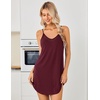 image:imageEkouaer Nightgowns for Women Bamboo Viscose Night Dress Sleeveless Chemise  Womens Spaghetti Strap Night GownSexy Lingerie Babydoll Sleep DressCami SleepwearSummer Pajama DressLace SleepshirtWine Red