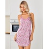 image:imageEkouaer Nightgowns for Women Bamboo Viscose Night Dress Sleeveless Chemise  Womens Spaghetti Strap Night GownSexy Lingerie Babydoll Sleep DressCami SleepwearSummer Pajama DressLace SleepshirtPink Florals