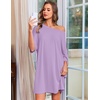image:imageEkouaer Nightgowns for Women Bamboo Viscose Night Gown Plus Size Nightshirt  Cooling FabricOversized Sleep ShirtsHalf Sleeve Sleep DressSummer Short Night DressTShirt Dress for SleepLoungeBeachLilac