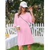 image:imageEkouaer Nightgowns for Women Bamboo Viscose Night Gown Plus Size Nightshirt  Cooling FabricOversized Sleep ShirtsHalf Sleeve Sleep DressSummer Short Night DressTShirt Dress for SleepLoungeBeachPink