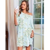 image:imageEkouaer Nightgowns for Women Bamboo Viscose Night Gown Plus Size Nightshirt  Cooling FabricOversized Sleep ShirtsHalf Sleeve Sleep DressSummer Short Night DressTShirt Dress for SleepLoungeBeachCyan White Florals