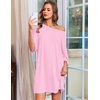 image:imageEkouaer Nightgowns for Women Bamboo Viscose Night Gown Plus Size Nightshirt  Cooling FabricOversized Sleep ShirtsHalf Sleeve Sleep DressSummer Short Night DressTShirt Dress for SleepLoungeBeachPink