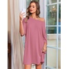 image:imageEkouaer Nightgowns for Women Bamboo Viscose Night Gown Plus Size Nightshirt  Cooling FabricOversized Sleep ShirtsHalf Sleeve Sleep DressSummer Short Night DressTShirt Dress for SleepLoungeBeachGrey Purple