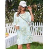 image:imageEkouaer Nightgowns for Women Bamboo Viscose Night Gown Plus Size Nightshirt  Cooling FabricOversized Sleep ShirtsHalf Sleeve Sleep DressSummer Short Night DressTShirt Dress for SleepLoungeBeachCyan White Florals