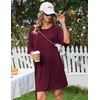 image:imageEkouaer Nightgowns for Women Bamboo Viscose Night Gown Plus Size Nightshirt  Cooling FabricOversized Sleep ShirtsHalf Sleeve Sleep DressSummer Short Night DressTShirt Dress for SleepLoungeBeachDark Red