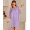 image:imageEkouaer Nightgowns for Women Bamboo Viscose Night Gown Plus Size Nightshirt  Cooling FabricOversized Sleep ShirtsHalf Sleeve Sleep DressSummer Short Night DressTShirt Dress for SleepLoungeBeachLilac