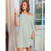 image:imageEkouaer Nightgowns for Women Bamboo Viscose Night Gown Plus Size Nightshirt  Cooling FabricOversized Sleep ShirtsHalf Sleeve Sleep DressSummer Short Night DressTShirt Dress for SleepLoungeBeachLight Green