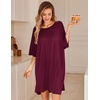 image:imageEkouaer Nightgowns for Women Bamboo Viscose Night Gown Plus Size Nightshirt  Cooling FabricOversized Sleep ShirtsHalf Sleeve Sleep DressSummer Short Night DressTShirt Dress for SleepLoungeBeachDark Red
