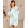 image:imageEkouaer Nightgowns for Women Bamboo Viscose Night Gown Plus Size Nightshirt  Cooling FabricOversized Sleep ShirtsHalf Sleeve Sleep DressSummer Short Night DressTShirt Dress for SleepLoungeBeachCyan White Florals