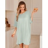 image:imageEkouaer Nightgowns for Women Bamboo Viscose Night Gown Plus Size Nightshirt  Cooling FabricOversized Sleep ShirtsHalf Sleeve Sleep DressSummer Short Night DressTShirt Dress for SleepLoungeBeachLight Green