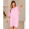 image:imageEkouaer Nightgowns for Women Bamboo Viscose Night Gown Plus Size Nightshirt  Cooling FabricOversized Sleep ShirtsHalf Sleeve Sleep DressSummer Short Night DressTShirt Dress for SleepLoungeBeachPink