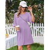 image:imageEkouaer Nightgowns for Women Bamboo Viscose Night Gown Plus Size Nightshirt  Cooling FabricOversized Sleep ShirtsHalf Sleeve Sleep DressSummer Short Night DressTShirt Dress for SleepLoungeBeachLilac