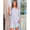 image:imageEkouaer Nightgowns for Women Bamboo Viscose Night Gown Plus Size Nightshirt  Cooling FabricOversized Sleep ShirtsHalf Sleeve Sleep DressSummer Short Night DressTShirt Dress for SleepLoungeBeachGrey White Stars