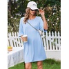 image:imageEkouaer Nightgowns for Women Bamboo Viscose Night Gown Plus Size Nightshirt  Cooling FabricOversized Sleep ShirtsHalf Sleeve Sleep DressSummer Short Night DressTShirt Dress for SleepLoungeBeachLight Blue