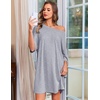 image:imageEkouaer Nightgowns for Women Bamboo Viscose Night Gown Plus Size Nightshirt  Cooling FabricOversized Sleep ShirtsHalf Sleeve Sleep DressSummer Short Night DressTShirt Dress for SleepLoungeBeachLight Grey
