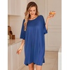 image:imageEkouaer Nightgowns for Women Bamboo Viscose Night Gown Plus Size Nightshirt  Cooling FabricOversized Sleep ShirtsHalf Sleeve Sleep DressSummer Short Night DressTShirt Dress for SleepLoungeBeachBlue