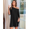 image:imageEkouaer Nightgowns for Women Bamboo Viscose Night Gown Plus Size Nightshirt  Cooling FabricOversized Sleep ShirtsHalf Sleeve Sleep DressSummer Short Night DressTShirt Dress for SleepLoungeBeachBlack
