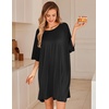 image:imageEkouaer Nightgowns for Women Bamboo Viscose Night Gown Plus Size Nightshirt  Cooling FabricOversized Sleep ShirtsHalf Sleeve Sleep DressSummer Short Night DressTShirt Dress for SleepLoungeBeachBlack