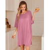 image:imageEkouaer Nightgowns for Women Bamboo Viscose Night Gown Plus Size Nightshirt  Cooling FabricOversized Sleep ShirtsHalf Sleeve Sleep DressSummer Short Night DressTShirt Dress for SleepLoungeBeachGrey Purple