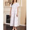 image:imageEkouaer Nightgowns for Women Cotton Long Night Gown Short Sleeve Nightdress  House Dress For Women With PocketsButton SleepshirtsLadies Summer SleepwearSoft Night DressVictorian SleepdressPink Line Florals