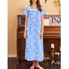 image:imageEkouaer Nightgowns for Women Cotton Long Night Gown Short Sleeve Nightdress  House Dress For Women With PocketsButton SleepshirtsLadies Summer SleepwearSoft Night DressVictorian SleepdressWhite Bird