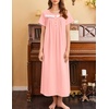 image:imageEkouaer Nightgowns for Women Cotton Long Night Gown Short Sleeve Nightdress  House Dress For Women With PocketsButton SleepshirtsLadies Summer SleepwearSoft Night DressVictorian SleepdressLight Pink