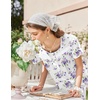 image:imageEkouaer Nightgowns for Women Cotton Long Night Gown Short Sleeve Nightdress  House Dress For Women With PocketsButton SleepshirtsLadies Summer SleepwearSoft Night DressVictorian SleepdressWhite Purple Florals