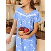 image:imageEkouaer Nightgowns for Women Cotton Long Night Gown Short Sleeve Nightdress  House Dress For Women With PocketsButton SleepshirtsLadies Summer SleepwearSoft Night DressVictorian SleepdressWhite Bird