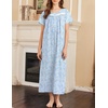 image:imageEkouaer Nightgowns for Women Cotton Long Night Gown Short Sleeve Nightdress  House Dress For Women With PocketsButton SleepshirtsLadies Summer SleepwearSoft Night DressVictorian SleepdressBlue White Florals