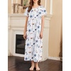 image:imageEkouaer Nightgowns for Women Cotton Long Night Gown Short Sleeve Nightdress  House Dress For Women With PocketsButton SleepshirtsLadies Summer SleepwearSoft Night DressVictorian SleepdressWhite Blue  Orange Florals