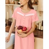 image:imageEkouaer Nightgowns for Women Cotton Long Night Gown Short Sleeve Nightdress  House Dress For Women With PocketsButton SleepshirtsLadies Summer SleepwearSoft Night DressVictorian SleepdressLight Pink