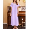 image:imageEkouaer Nightgowns for Women Cotton Long Night Gown Short Sleeve Nightdress  House Dress For Women With PocketsButton SleepshirtsLadies Summer SleepwearSoft Night DressVictorian SleepdressLight Purple