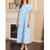 image:imageEkouaer Nightgowns for Women Cotton Long Night Gown Short Sleeve Nightdress  House Dress For Women With PocketsButton SleepshirtsLadies Summer SleepwearSoft Night DressVictorian SleepdressBlue Florals
