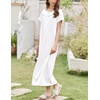 image:imageEkouaer Nightgowns for Women Cotton Long Night Gown Short Sleeve Nightdress  House Dress For Women With PocketsButton SleepshirtsLadies Summer SleepwearSoft Night DressVictorian SleepdressWhite