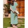 image:imageEkouaer Nightgowns for Women Cotton Long Night Gown Short Sleeve Nightdress  House Dress For Women With PocketsButton SleepshirtsLadies Summer SleepwearSoft Night DressVictorian SleepdressGreen White Florals