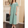 image:imageEkouaer Nightgowns for Women Cotton Long Night Gown Short Sleeve Nightdress  House Dress For Women With PocketsButton SleepshirtsLadies Summer SleepwearSoft Night DressVictorian SleepdressGreen White Florals