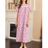 image:imageEkouaer Nightgowns for Women Cotton Long Night Gown Short Sleeve Nightdress  House Dress For Women With PocketsButton SleepshirtsLadies Summer SleepwearSoft Night DressVictorian SleepdressPink Florals
