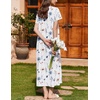 image:imageEkouaer Nightgowns for Women Cotton Long Night Gown Short Sleeve Nightdress  House Dress For Women With PocketsButton SleepshirtsLadies Summer SleepwearSoft Night DressVictorian SleepdressWhite Blue  Orange Florals