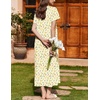 image:imageEkouaer Nightgowns for Women Cotton Long Night Gown Short Sleeve Nightdress  House Dress For Women With PocketsButton SleepshirtsLadies Summer SleepwearSoft Night DressVictorian SleepdressYellow Green Leaves
