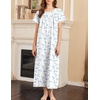 image:imageEkouaer Nightgowns for Women Cotton Long Night Gown Short Sleeve Nightdress  House Dress For Women With PocketsButton SleepshirtsLadies Summer SleepwearSoft Night DressVictorian SleepdressBlue Line Florals