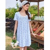 image:imageEkouaer Nightgowns for Women Pleated Sleep Shirts Short Sleeve Night Shirts  Lace Trim Night Gown Ladies Sleep Dress Night Dress Victorian Sleepwear Soft Pajama Dress Casual Loungewear Cute PrintBlue Bow Stripes