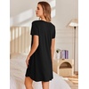 image:imageEkouaer Nightgowns for Women Pleated Sleep Shirts Short Sleeve Night Shirts  Lace Trim Night Gown Ladies Sleep Dress Night Dress Victorian Sleepwear Soft Pajama Dress Casual Loungewear Cute PrintBlack