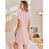 image:imageEkouaer Nightgowns for Women Pleated Sleep Shirts Short Sleeve Night Shirts  Lace Trim Night Gown Ladies Sleep Dress Night Dress Victorian Sleepwear Soft Pajama Dress Casual Loungewear Cute PrintRed Striped Cherry