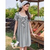 image:imageEkouaer Nightgowns for Women Pleated Sleep Shirts Short Sleeve Night Shirts  Lace Trim Night Gown Ladies Sleep Dress Night Dress Victorian Sleepwear Soft Pajama Dress Casual Loungewear Cute PrintGray Floral