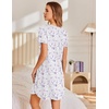 image:imageEkouaer Nightgowns for Women Pleated Sleep Shirts Short Sleeve Night Shirts  Lace Trim Night Gown Ladies Sleep Dress Night Dress Victorian Sleepwear Soft Pajama Dress Casual Loungewear Cute PrintPurple Blossom