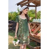 image:imageEkouaer Nightgowns for Women Pleated Sleep Shirts Short Sleeve Night Shirts  Lace Trim Night Gown Ladies Sleep Dress Night Dress Victorian Sleepwear Soft Pajama Dress Casual Loungewear Cute PrintGreen Blossom
