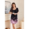 image:imageEkouaer Nightgowns for Women Pleated Sleep Shirts Short Sleeve Night Shirts  Lace Trim Night Gown Ladies Sleep Dress Night Dress Victorian Sleepwear Soft Pajama Dress Casual Loungewear Cute PrintCherry Blossoms