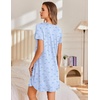 image:imageEkouaer Nightgowns for Women Pleated Sleep Shirts Short Sleeve Night Shirts  Lace Trim Night Gown Ladies Sleep Dress Night Dress Victorian Sleepwear Soft Pajama Dress Casual Loungewear Cute PrintBlue Bow Stripes